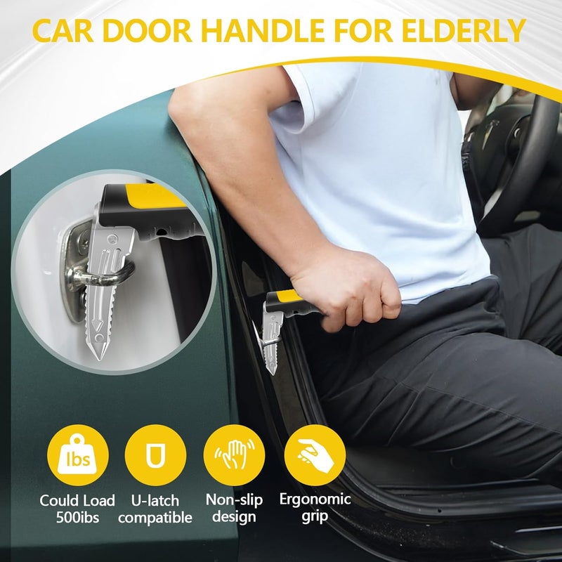 Kaiedos Car Door Handle for Elderly - 2026 New 3-in-1 Car Handle Assist, 2 Pack Auto Cane Portable Vehicle Support Handle Door Assist Bar, Max Load 500 Lbs, Anti-Slip Design (Yellow-Car Handle +Strap) - Image 5